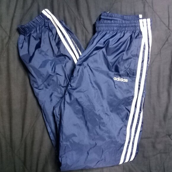 Vintage Adidas 3 Stripe Lined Wind Pants Joggers Trainers - Picture 1 of 6